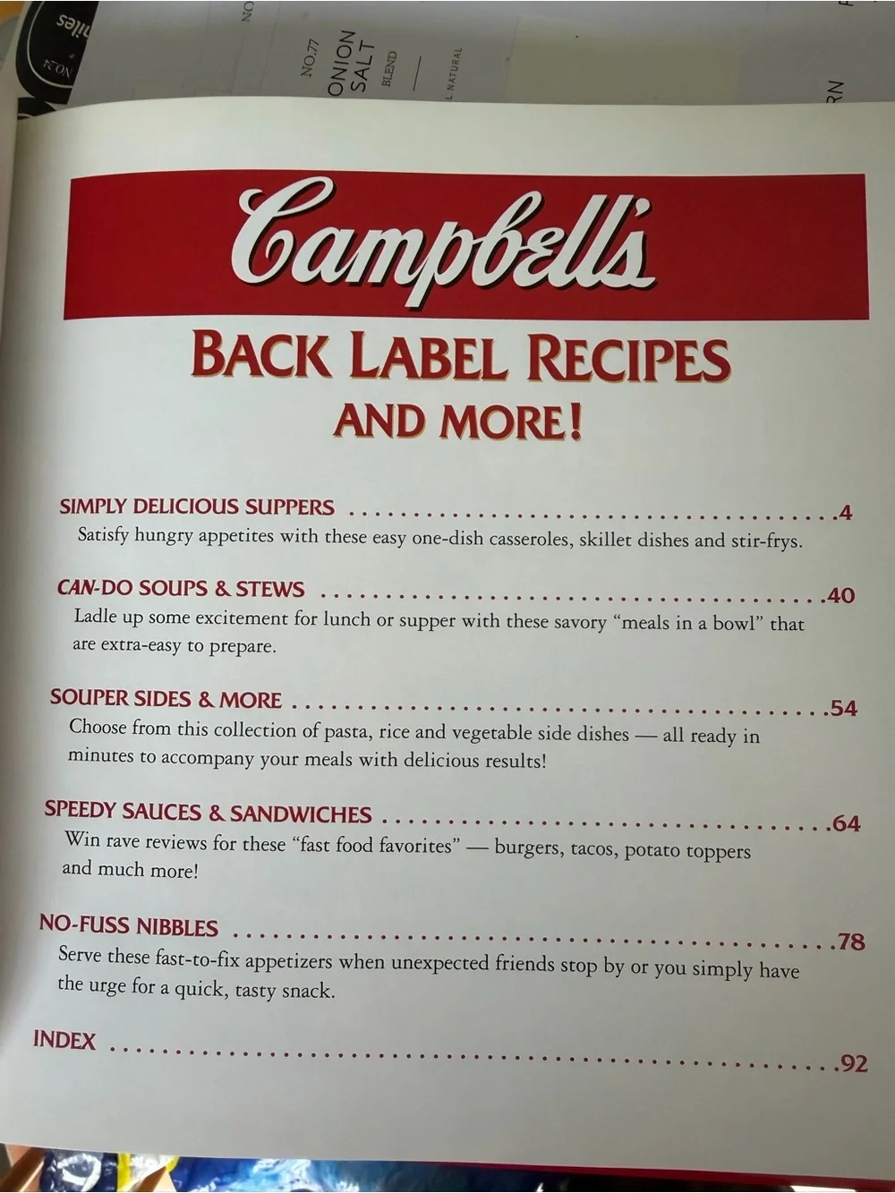 Campbell's Condensed Soup Back Label Recipes and More Cookbook Recipe Booklet